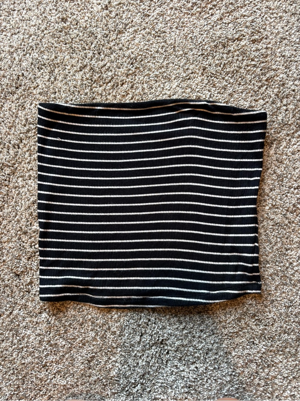 Black and White Striped Tube Top